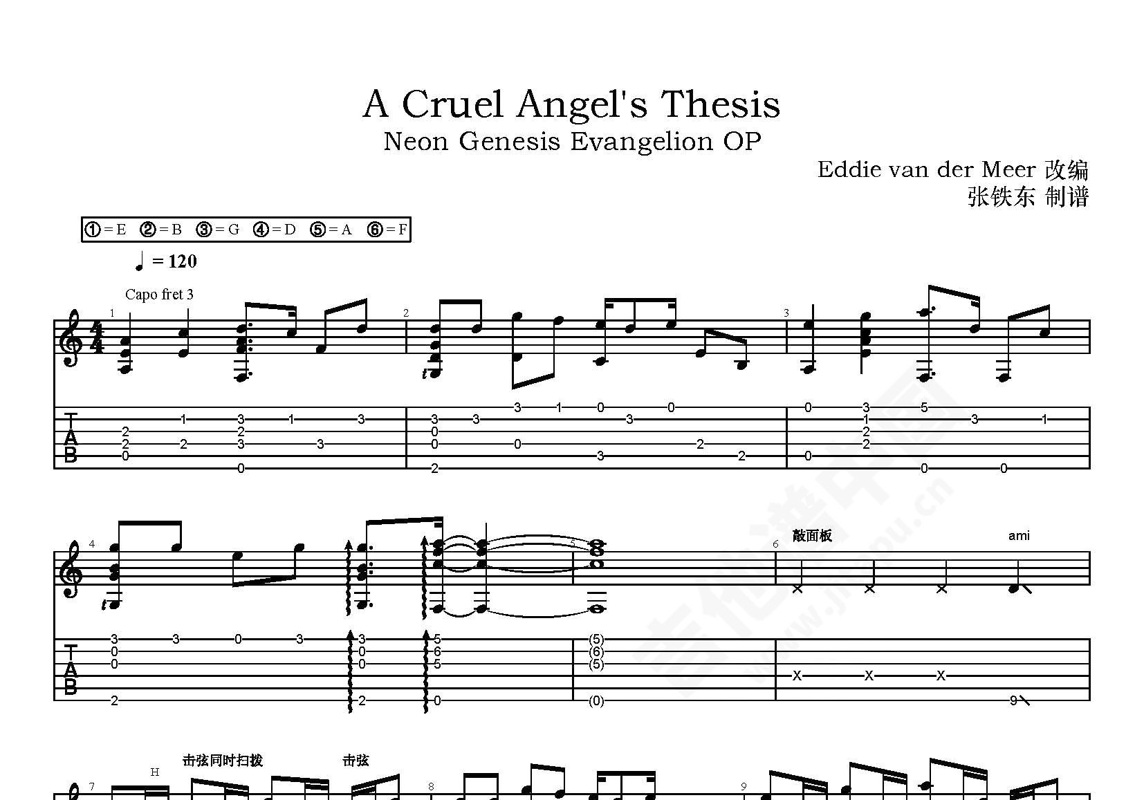 a cruel angel's thesis bass tabs