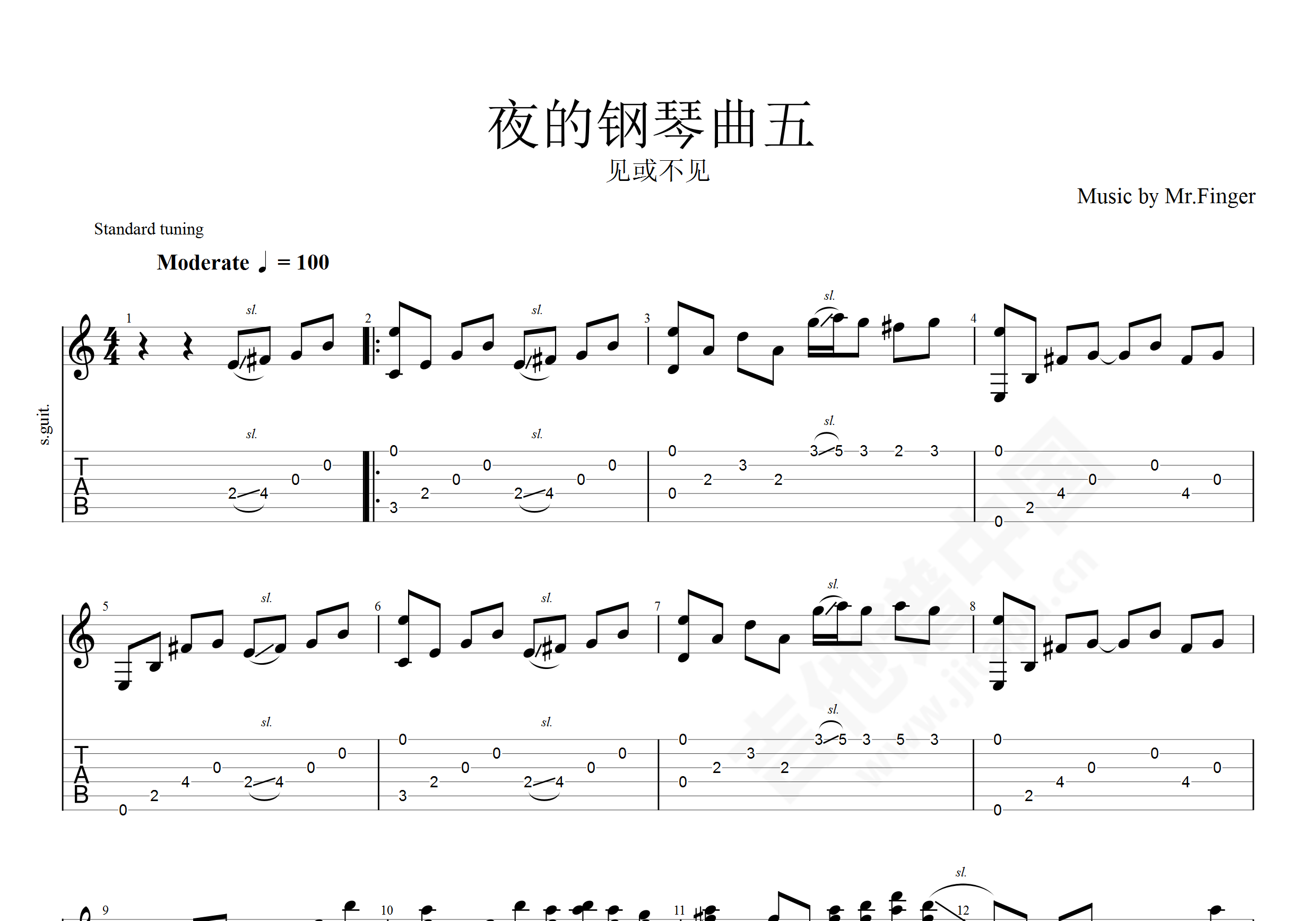 夜的钢琴曲5 （简和谱）_写轮指钢琴即兴个人制谱园地_中国曲谱网