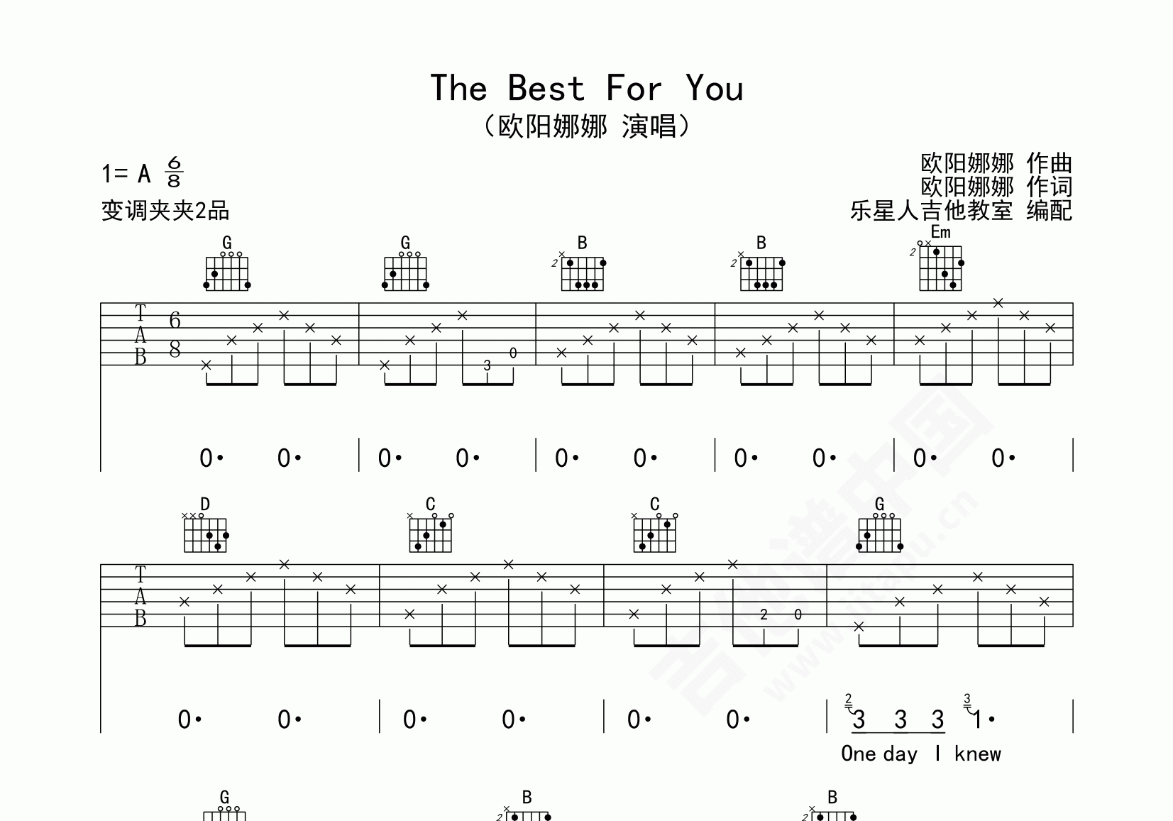 A Song For You And Me吉他谱 - jeff - C调吉他弹唱谱 - 琴谱网