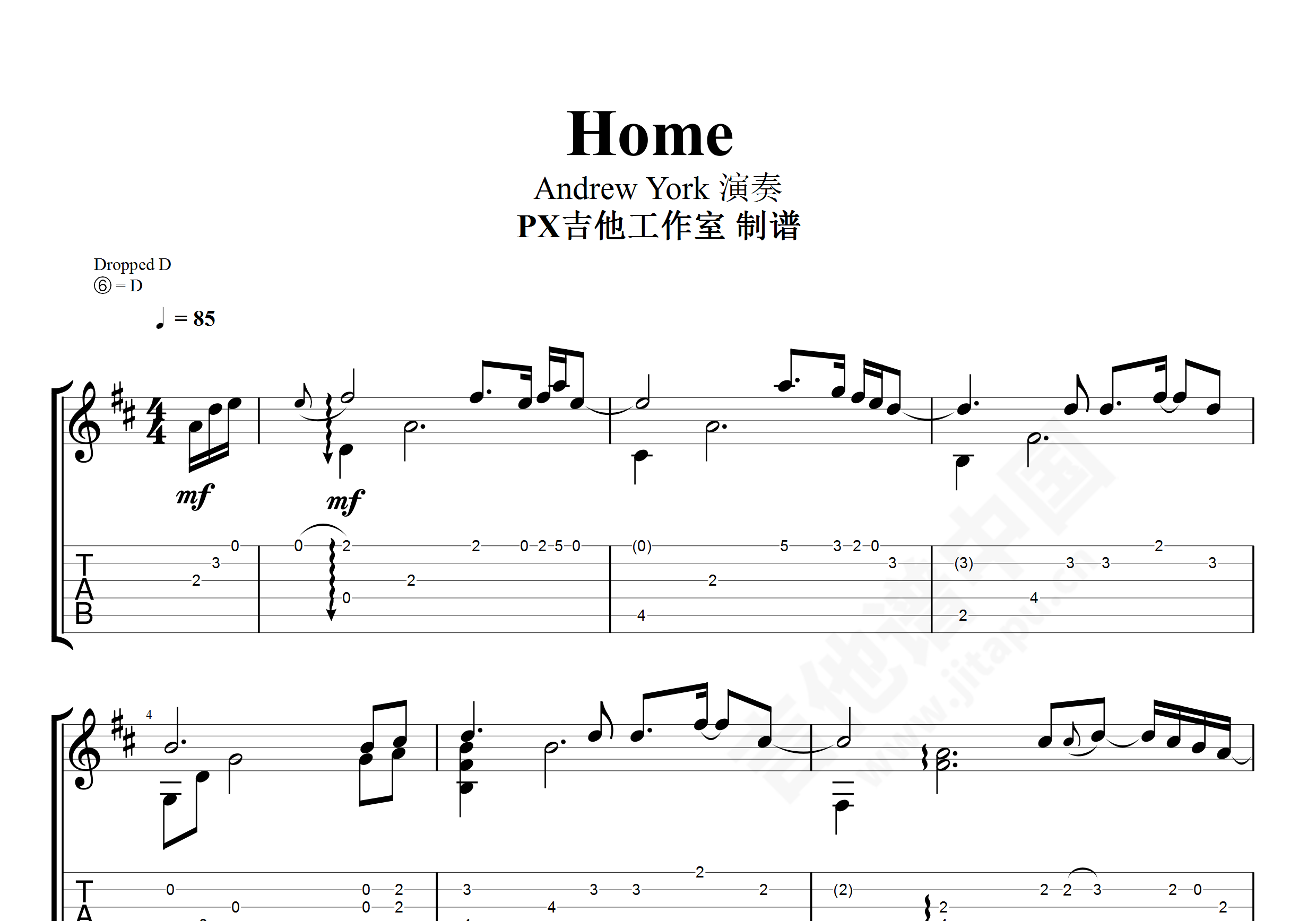 《Home》吉他谱_吉他独奏谱 - 打谱啦