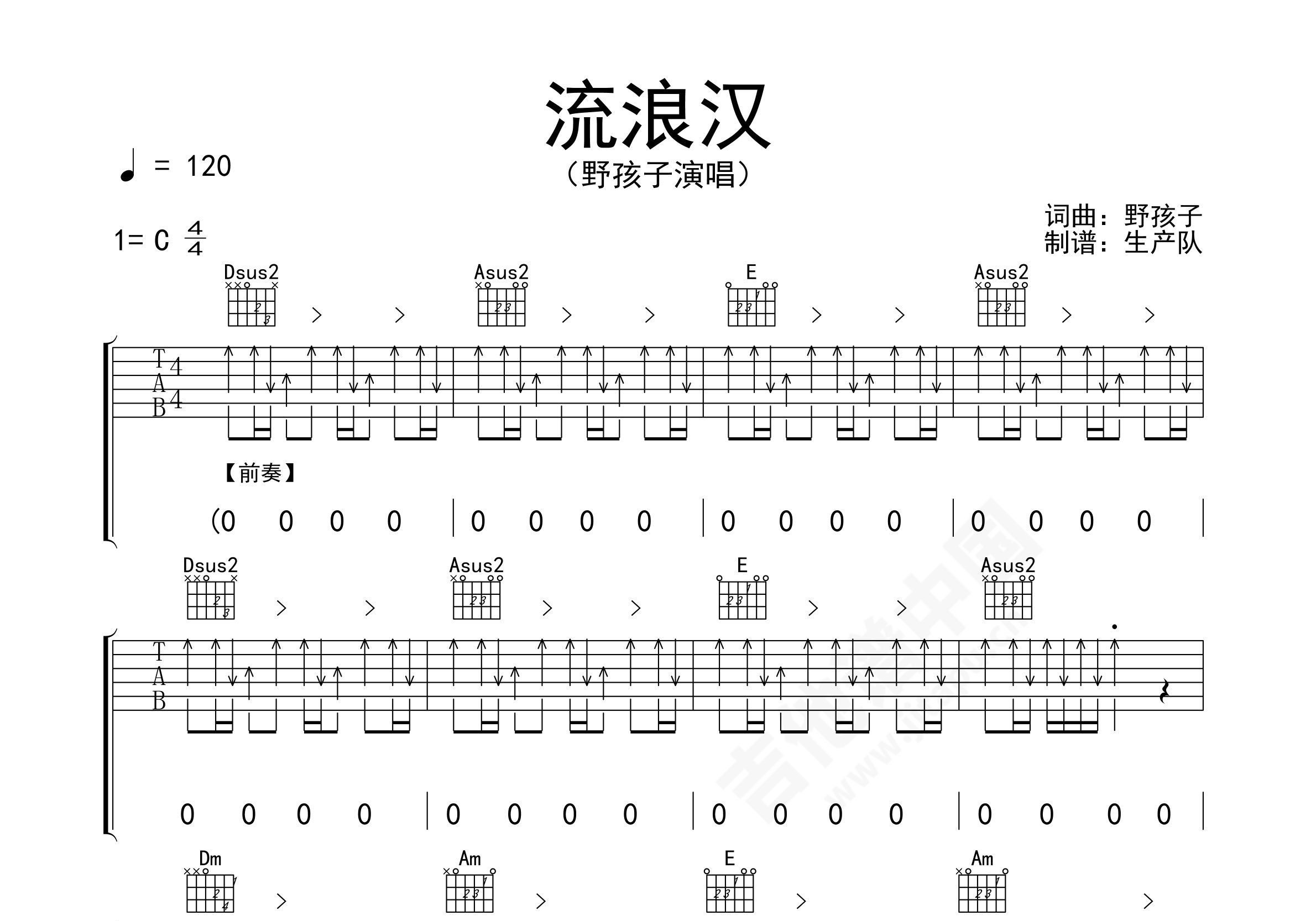 流浪记（G调） - 杨宗纬 - 吉他谱(齐元义编配制谱) - 嗨吉他