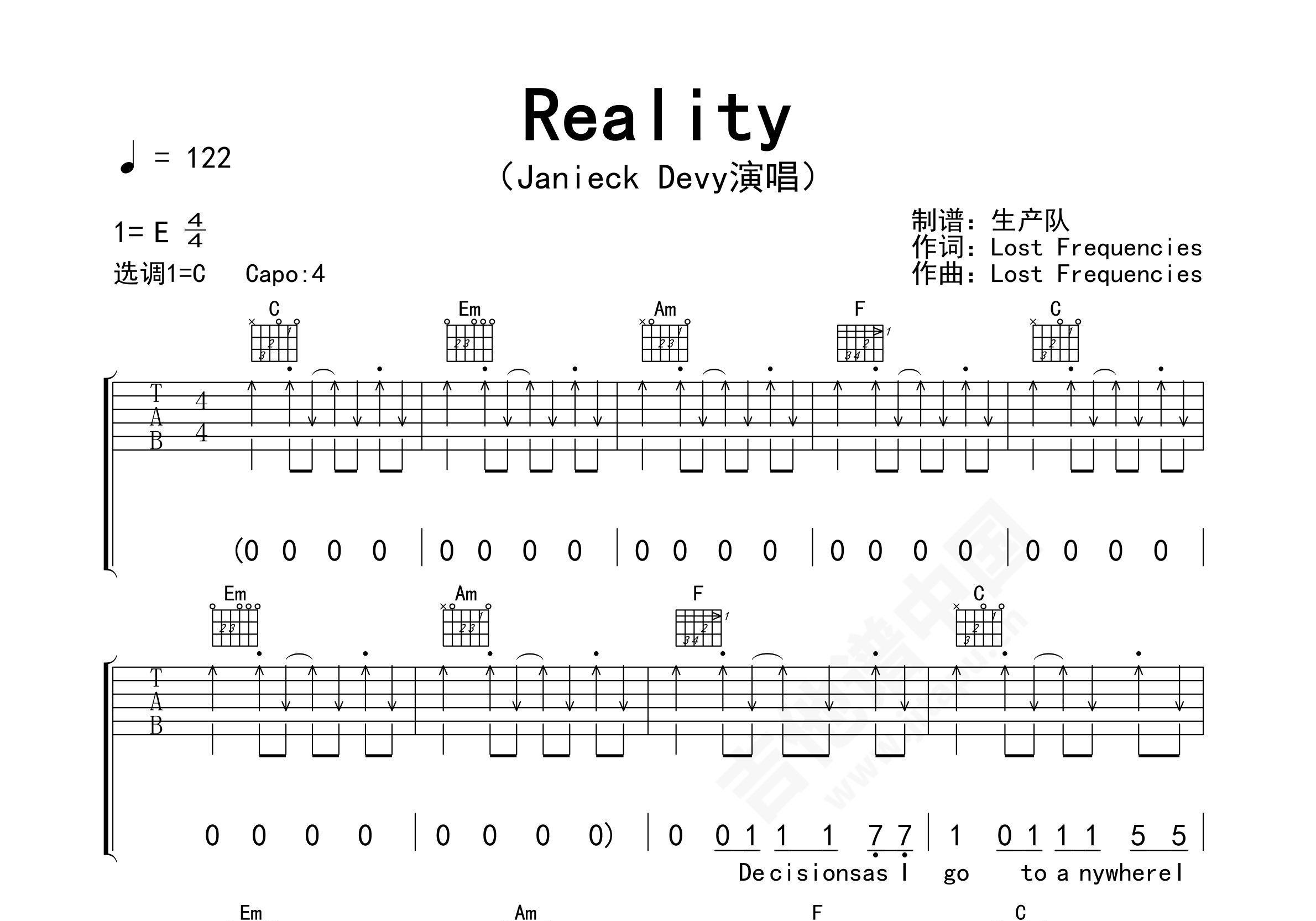yourreality吉他谱,aty吉他,aty吉他_大山谷图库